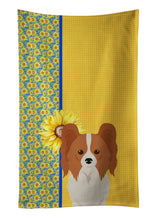 Load image into Gallery viewer, Summer Sunflowers Red and White Papillon Kitchen Towel