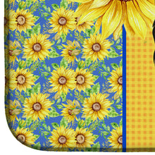 Load image into Gallery viewer, Summer Sunflowers Tricolor Papillon Dish Drying Mat – Absorbent, Artistic Kitchen Essentials