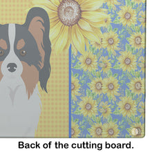Load image into Gallery viewer, Summer Sunflowers Tricolor Papillon Glass Cutting Boards – Durable, Decorative Kitchen Art Large