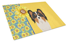 Load image into Gallery viewer, Summer Sunflowers Tricolor Papillon Glass Cutting Boards – Durable, Decorative Kitchen Art Large
