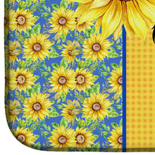 Load image into Gallery viewer, Summer Sunflowers Black Pekingese Dish Drying Mat – Absorbent, Artistic Kitchen Essentials