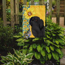 Load image into Gallery viewer, Summer Sunflowers Black Pekingese Garden Flag – Decorative Outdoor Yard Flag