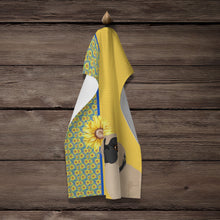 Load image into Gallery viewer, Summer Sunflowers Cream Pekingese Kitchen Towel