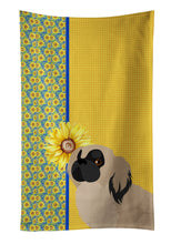 Load image into Gallery viewer, Summer Sunflowers Cream Pekingese Kitchen Towel
