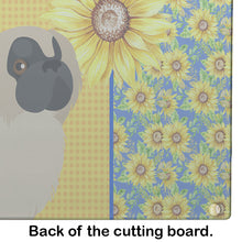 Load image into Gallery viewer, Summer Sunflowers Cream Pekingese Glass Cutting Boards – Durable, Decorative Kitchen Art Large