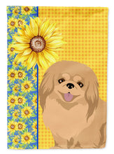 Load image into Gallery viewer, Summer Sunflowers Gold Pekingese Garden Flag – Decorative Outdoor Yard Flag