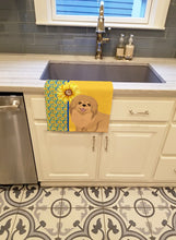 Load image into Gallery viewer, Summer Sunflowers Gold Pekingese Kitchen Towel