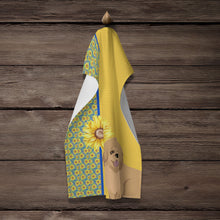 Load image into Gallery viewer, Summer Sunflowers Gold Pekingese Kitchen Towel