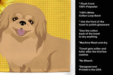 Load image into Gallery viewer, Summer Sunflowers Gold Pekingese Kitchen Towel