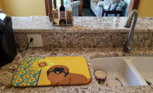 Load image into Gallery viewer, Summer Sunflowers Red Pekingese Dish Drying Mat – Absorbent, Artistic Kitchen Essentials