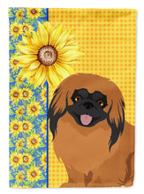 Load image into Gallery viewer, Summer Sunflowers Red Pekingese Garden Flag – Decorative Outdoor Yard Flag