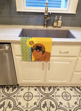 Load image into Gallery viewer, Summer Sunflowers Red Pekingese Kitchen Towel