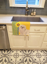 Load image into Gallery viewer, Summer Sunflowers White Pekingese Kitchen Towel