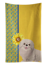 Load image into Gallery viewer, Summer Sunflowers White Pekingese Kitchen Towel