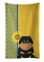 Load image into Gallery viewer, Summer Sunflowers Black and Tan Pomeranian Kitchen Towel