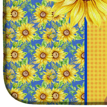 Load image into Gallery viewer, Summer Sunflowers Orange Pomeranian Dish Drying Mat – Absorbent, Artistic Kitchen Essentials