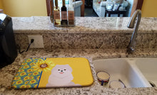 Load image into Gallery viewer, Summer Sunflowers White Pomeranian Dish Drying Mat – Absorbent, Artistic Kitchen Essentials