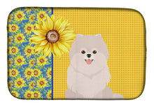 Load image into Gallery viewer, Summer Sunflowers White Pomeranian Dish Drying Mat – Absorbent, Artistic Kitchen Essentials