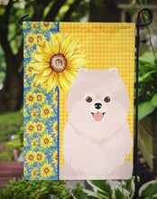 Load image into Gallery viewer, Summer Sunflowers White Pomeranian Garden Flag – Decorative Outdoor Yard Flag