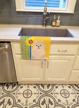 Load image into Gallery viewer, Summer Sunflowers White Pomeranian Kitchen Towel