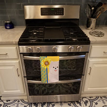 Load image into Gallery viewer, Summer Sunflowers White Pomeranian Kitchen Towel