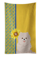 Load image into Gallery viewer, Summer Sunflowers White Pomeranian Kitchen Towel