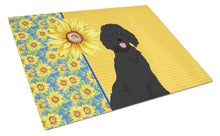 Load image into Gallery viewer, Summer Sunflowers Standard Black Poodle Glass Cutting Boards – Durable, Decorative Kitchen Art Large