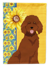 Load image into Gallery viewer, Summer Sunflowers Standard Red Poodle Garden Flag – Decorative Outdoor Yard Flag