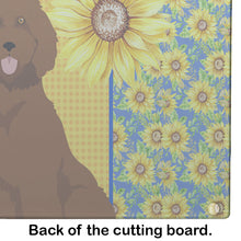 Load image into Gallery viewer, Summer Sunflowers Standard Red Poodle Glass Cutting Boards – Durable, Decorative Kitchen Art Large