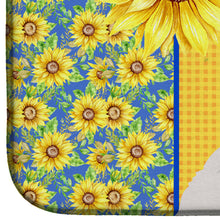 Load image into Gallery viewer, Summer Sunflowers Standard White Poodle Dish Drying Mat – Absorbent, Artistic Kitchen Essentials