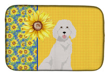Load image into Gallery viewer, Summer Sunflowers Standard White Poodle Dish Drying Mat – Absorbent, Artistic Kitchen Essentials