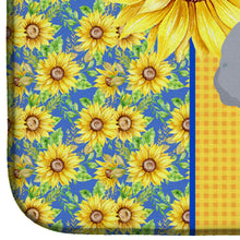 Load image into Gallery viewer, Summer Sunflowers Toy Silver Poodle Dish Drying Mat – Absorbent, Artistic Kitchen Essentials