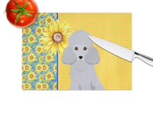 Load image into Gallery viewer, Summer Sunflowers Toy Silver Poodle Glass Cutting Boards – Durable, Decorative Kitchen Art Large