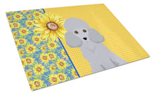 Load image into Gallery viewer, Summer Sunflowers Toy Silver Poodle Glass Cutting Boards – Durable, Decorative Kitchen Art Large