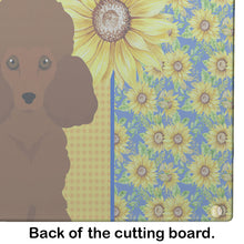 Load image into Gallery viewer, Summer Sunflowers Toy Red Poodle Glass Cutting Boards – Durable, Decorative Kitchen Art Large