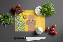 Load image into Gallery viewer, Summer Sunflowers Toy Apricot Poodle Glass Cutting Boards – Durable, Decorative Kitchen Art Large