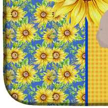 Load image into Gallery viewer, Summer Sunflowers Toy Cream Poodle Dish Drying Mat – Absorbent, Artistic Kitchen Essentials