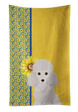 Load image into Gallery viewer, Summer Sunflowers Toy White Poodle Kitchen Towel