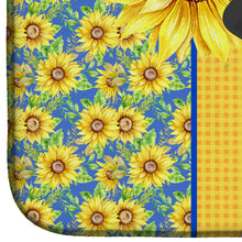 Load image into Gallery viewer, Summer Sunflowers Apricot Pug Dish Drying Mat – Absorbent, Artistic Kitchen Essentials