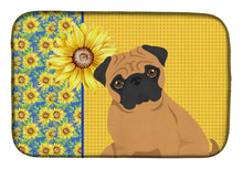 Load image into Gallery viewer, Summer Sunflowers Apricot Pug Dish Drying Mat – Absorbent, Artistic Kitchen Essentials