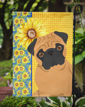 Load image into Gallery viewer, Summer Sunflowers Apricot Pug Garden Flag – Decorative Outdoor Yard Flag