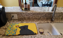 Load image into Gallery viewer, Summer Sunflowers Black Pug Dish Drying Mat – Absorbent, Artistic Kitchen Essentials