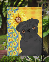 Load image into Gallery viewer, Summer Sunflowers Black Pug Garden Flag – Decorative Outdoor Yard Flag