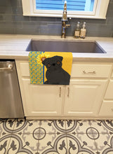 Load image into Gallery viewer, Summer Sunflowers Black Pug Kitchen Towel