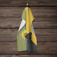 Load image into Gallery viewer, Summer Sunflowers Black Pug Kitchen Towel