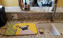 Load image into Gallery viewer, Summer Sunflowers Fawn Pug Dish Drying Mat – Absorbent, Artistic Kitchen Essentials