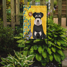 Load image into Gallery viewer, Summer Sunflowers Black and Silver Natural Ears Schnauzer Garden Flag – Decorative Outdoor Yard Flag