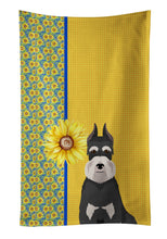 Load image into Gallery viewer, Summer Sunflowers Black and Silver Schnauzer Kitchen Towel