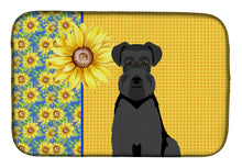Load image into Gallery viewer, Summer Sunflowers Black Natural Ears Schnauzer Dish Drying Mat – Absorbent, Artistic Kitchen Essentials