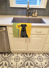 Load image into Gallery viewer, Summer Sunflowers Black Natural Ears Schnauzer Kitchen Towel